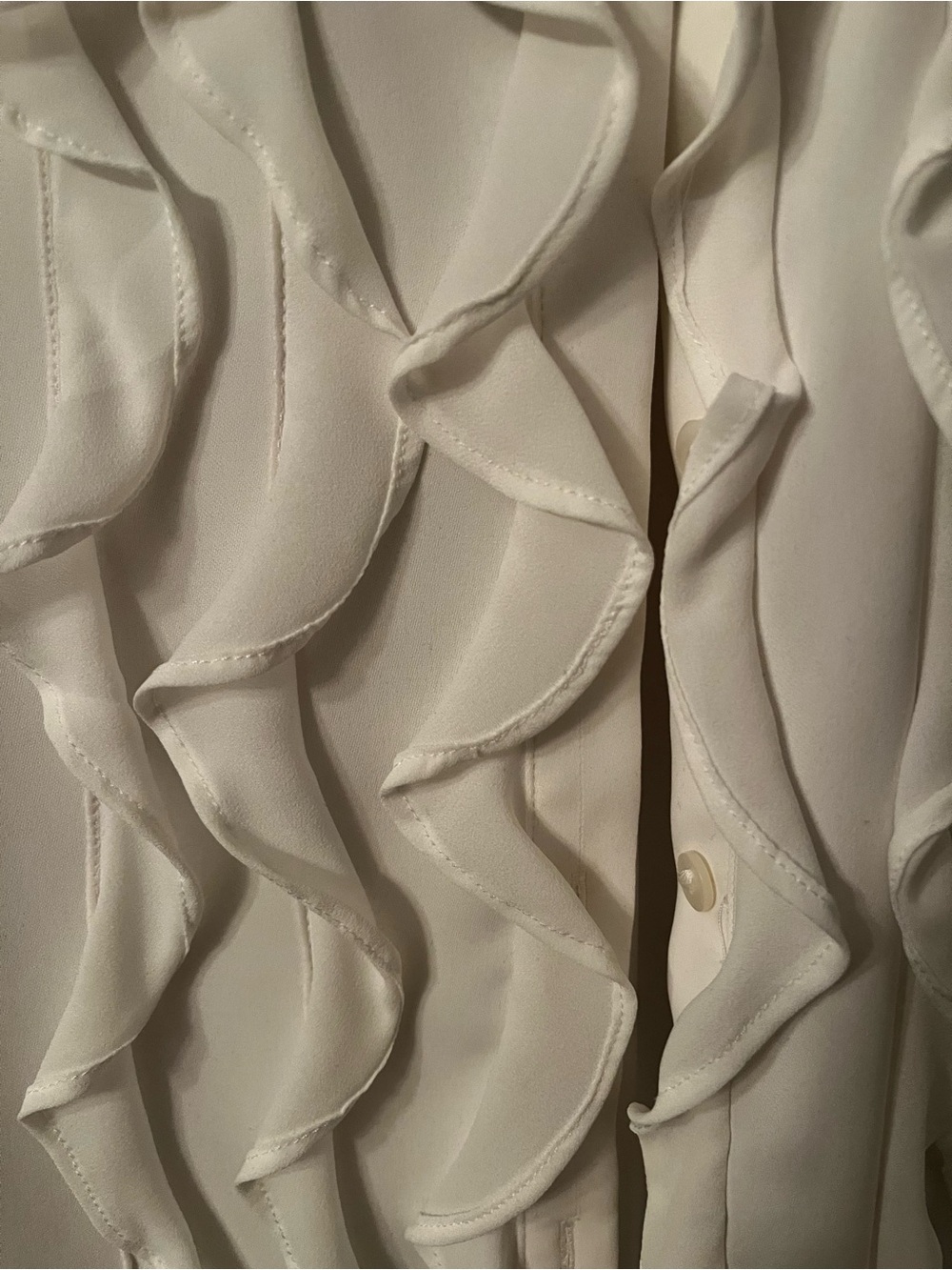 Chico's Cream Ruffle Front Button-Down Blouse - Picture 4 of 4